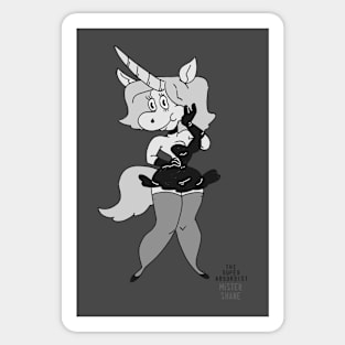 Magical Unicorn Cutie in Black and White Sticker